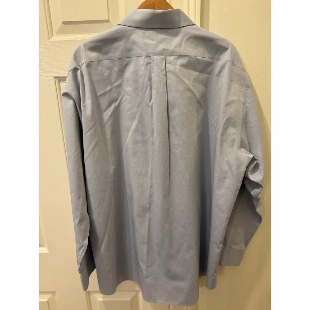 Cremieux Mens Dress Shirt 18 35 Light Blue 100% Pima Cotton Non-Iron Long Sleeve